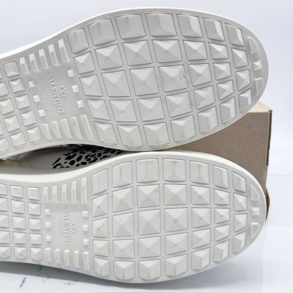 VALENTINO GARAVANI Rockstud Untitled Leopard Sneaker Men White Leather EU42 US 9 - Picture 11 of 15